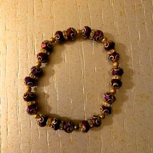 Purple and Gold Beaded Bracelet